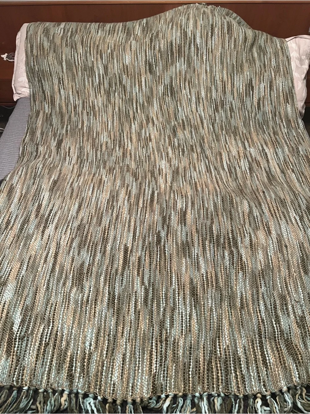 Surya Teegan Woven Acrylic Throw Blanket 76x56 Multi Color Fringe Rustic